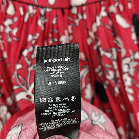 Self-Portrait Off Shoulder Pleated Floral Mini Dress Size 4 - Picture 13 of 13